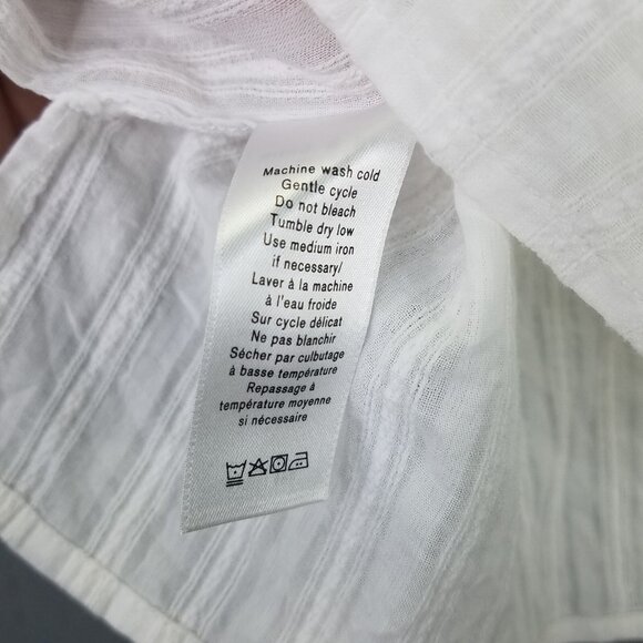 Rag & Bone Drew Blouse Women S Off Shoulder Smocked White Stripe Cotton Crop Top - Picture 12 of 15